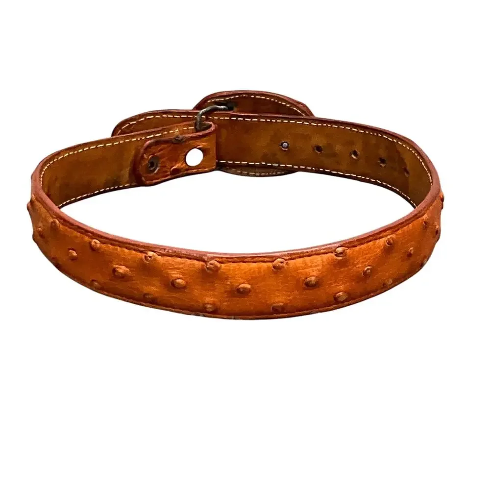 Ostrich Leather Cognac Brown Belt Child Size 20” - 23”